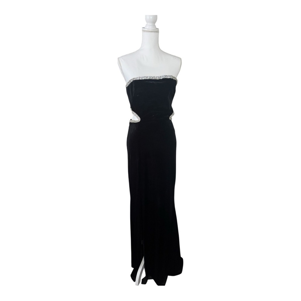 Dress the Population Ariana Black Strapless Gown with Silver Accents - Picture 5 of 6